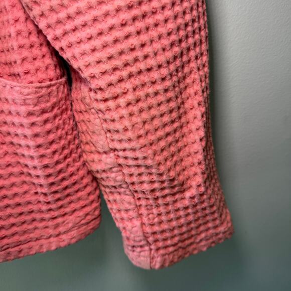 Orvis Women's Long Sleeve Button Waffle Weave Top Coral Pink Size Large - Picture 4 of 7